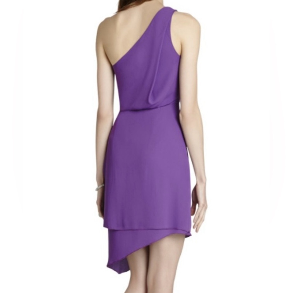 BCBGMaxAzria women's somara one shoulder chiffon dress in dark orchid, 2.